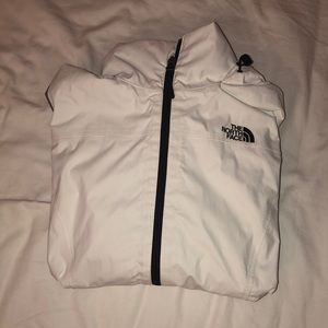 North Face White and Grey Raincoat